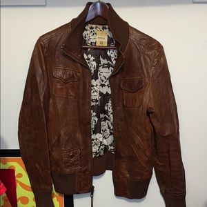 Fossil brown leather jacket Sz L